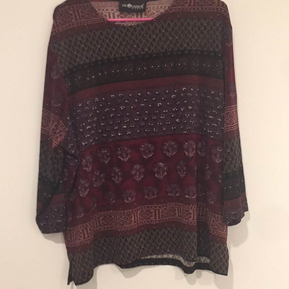 Sag Harbor Woman burgundy 3/4 sleaze shirt